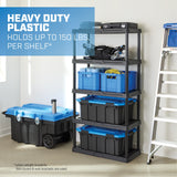 HART 5 Tier 18"x 36"x70.2" Ventilated Plastic Wall Shelf Unit, 750lb Capacity, Black HART Nimbus Distributors United States