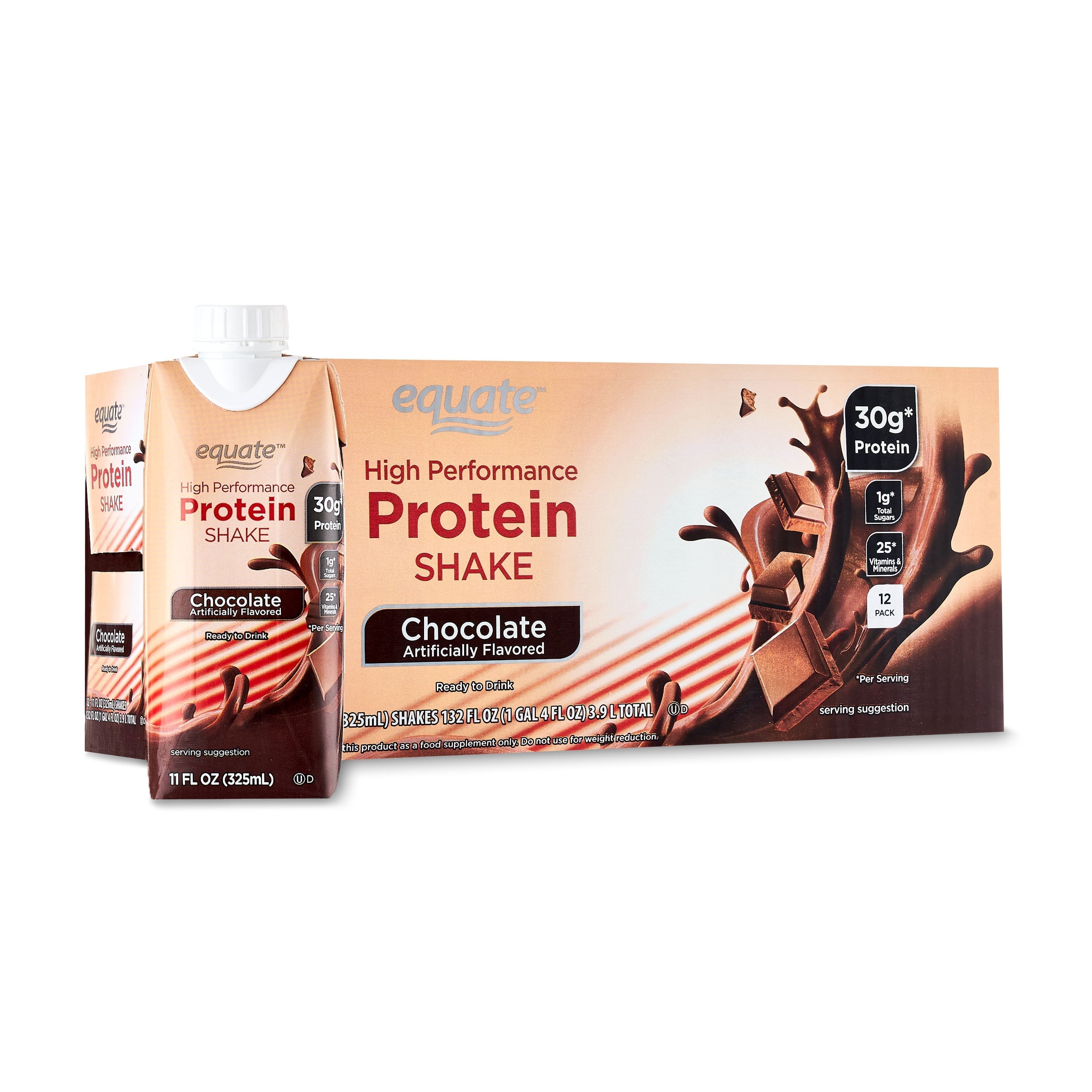 Equate High Performance Protein Shake, Chocolate, 11 fl oz, 12 Count - Equate - Nimbus Distributors - wholesale and distributors in United States