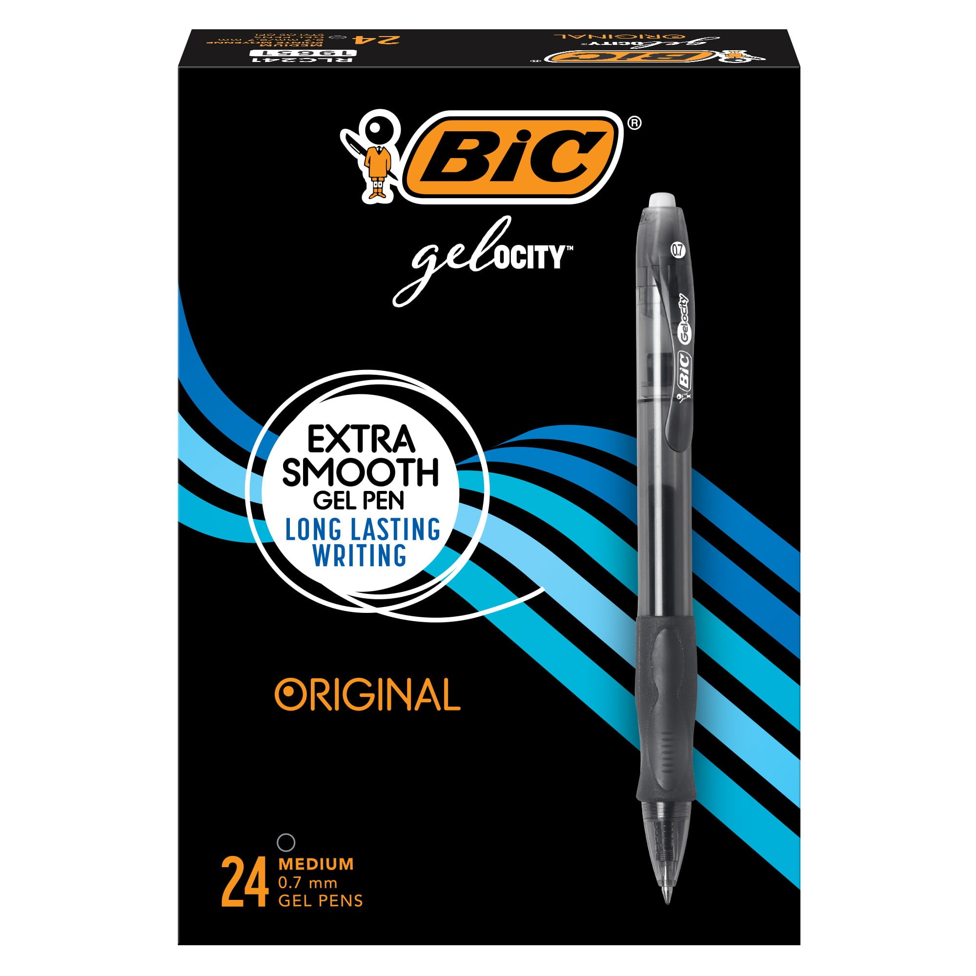 BIC Gel-ocity Retractable Gel Pens, 0.7 mm Medium Tip, Black, Pack of 24 - BIC - Nimbus Distributors - wholesale and distributors in United States