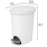 Sterilite 2.6 gal Plastic Ultra™ Step On Bathroom Trash Can, White - Sterilite - Nimbus Distributors - wholesale and distributors in United States