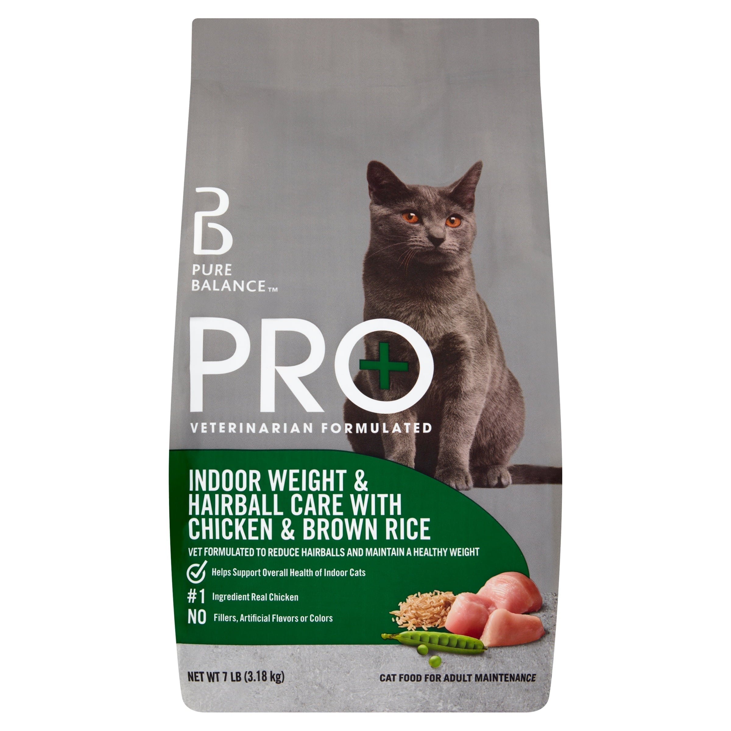 Pro+ Indoor Weight & Hairball Care Dry Cat Food, Chicken & Brown Rice, 7 lbs - Pure Balance - Nimbus Distributors - wholesale and distributors in United States