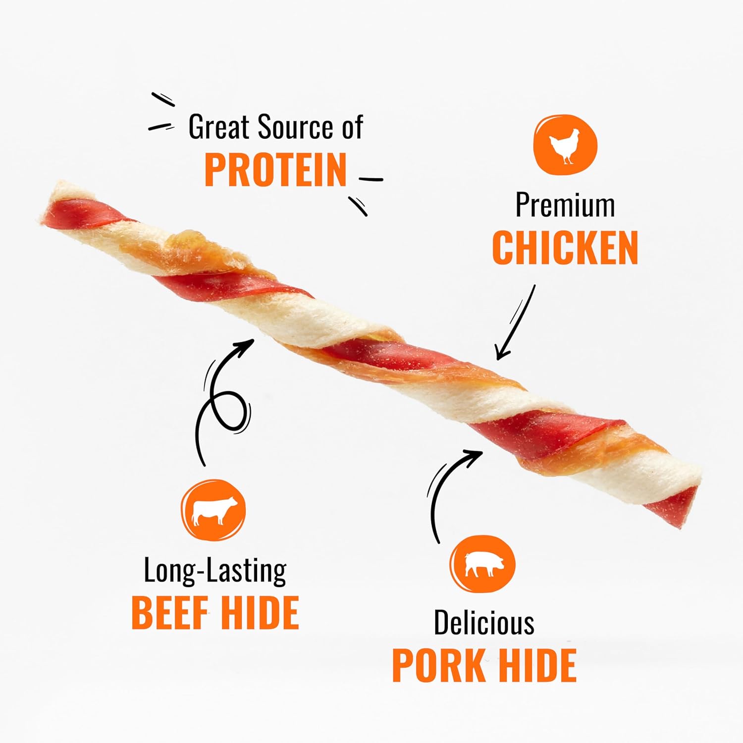 Good'n'Fun Triple Flavor Twists, Dog Chew Sticks, Premium Chicken and Beef Hide Treats for Dogs, 70 Count - Good 'n' Fun - Nimbus Distributors - wholesale and distributors in United States