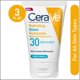 CeraVe Hydrating Sheer Sunscreen Lotion for Face & Body, SPF 30, 3 fl oz - CeraVe - Nimbus Distributors - wholesale and distributors in United States