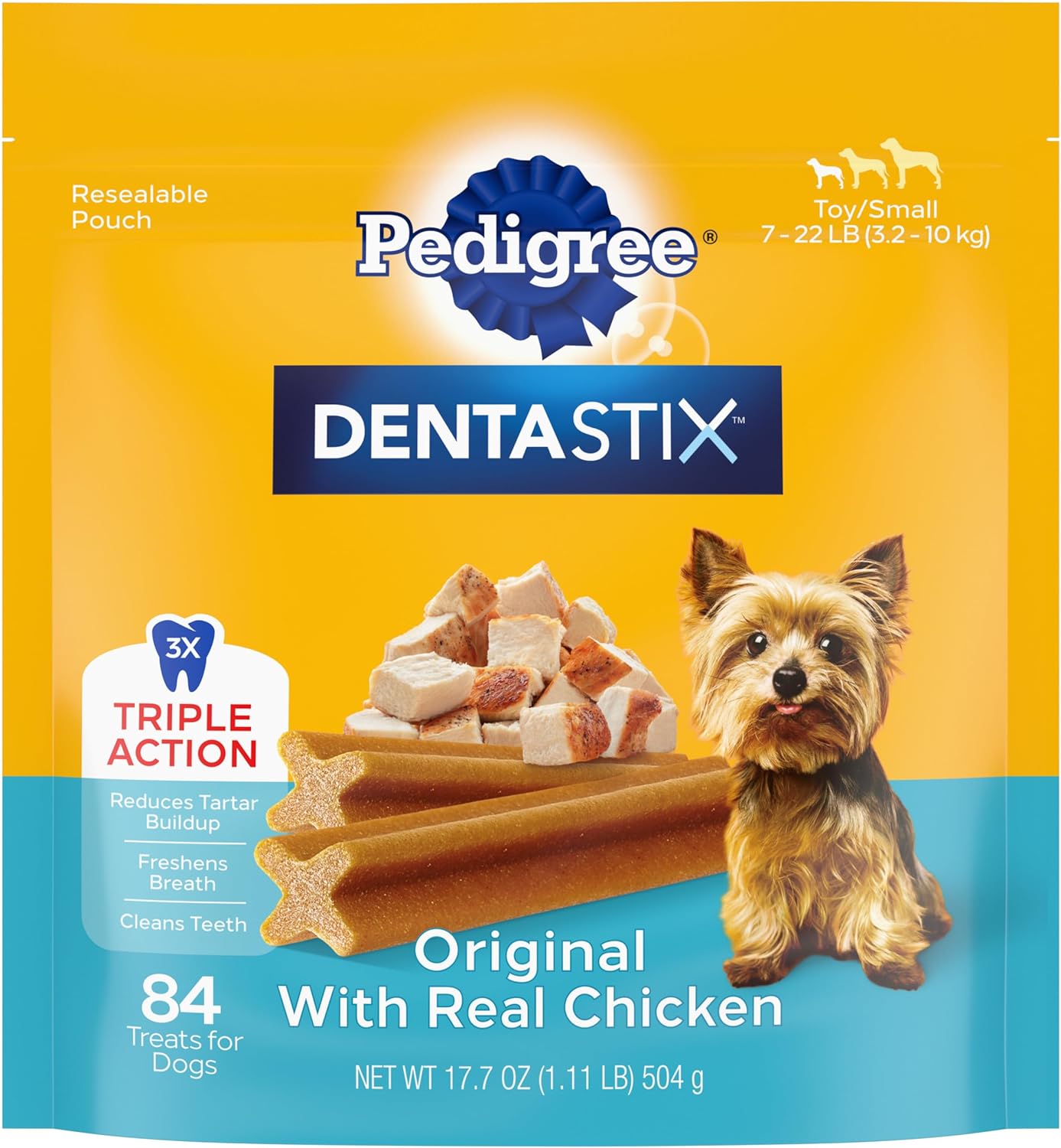 Pedigree Dentastix Toy & Small Breed Dog Treats, Original With Real Chicken, 17.7 oz. Bag (84 Treats) - Pedigree Treats - Nimbus Distributors - wholesale and distributors in United States