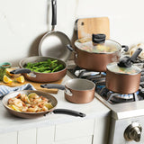 Farberware Easy Clean Steam Vent Cookware Nonstick Pots and Pans Set, 14-Piece, Copper - Farberware - Nimbus Distributors - wholesale and distributors in United States