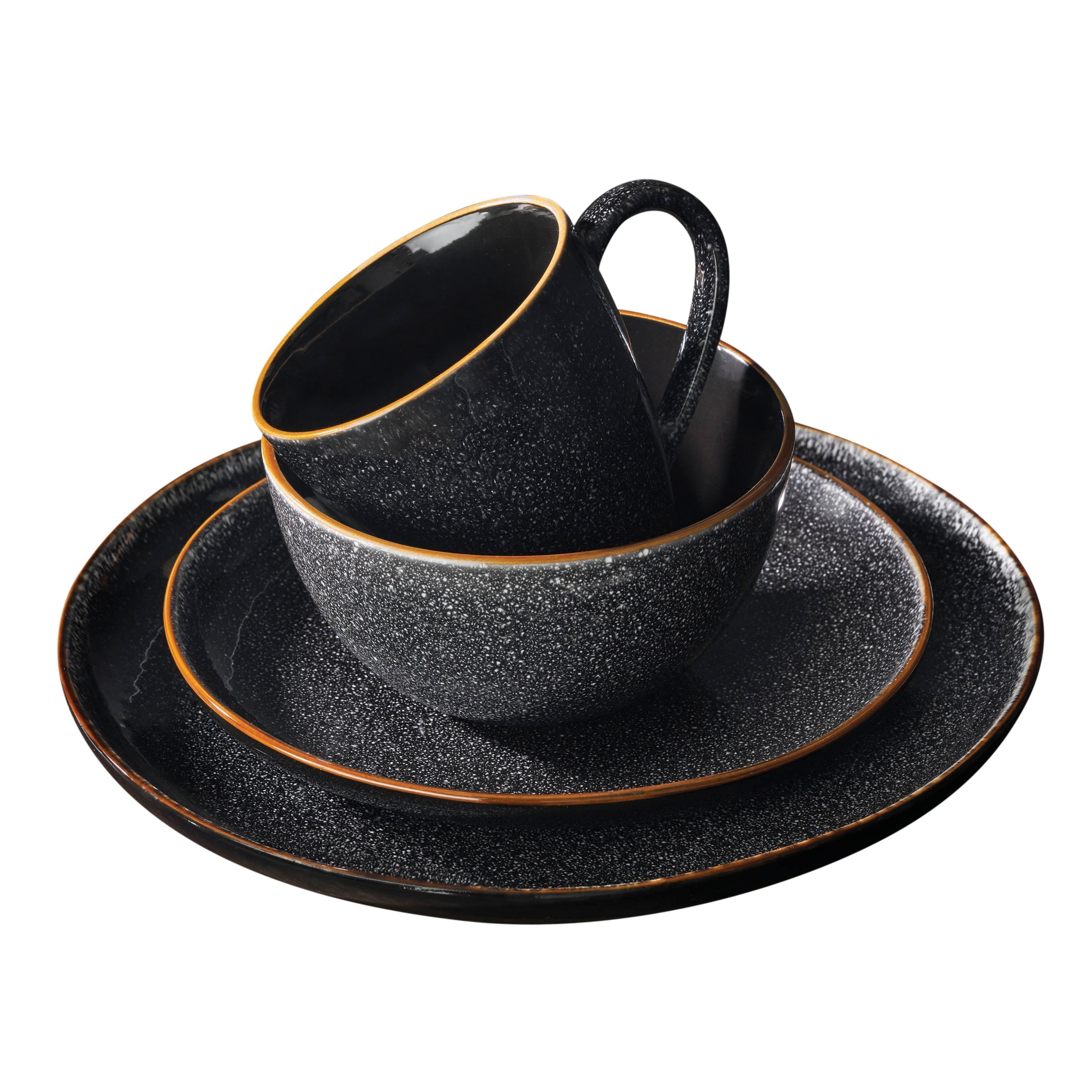 Better Homes & Gardens 16-Piece Burns Speckled Dinnerware Set, Black - Better Homes & Gardens - Nimbus Distributors - wholesale and distributors in United States