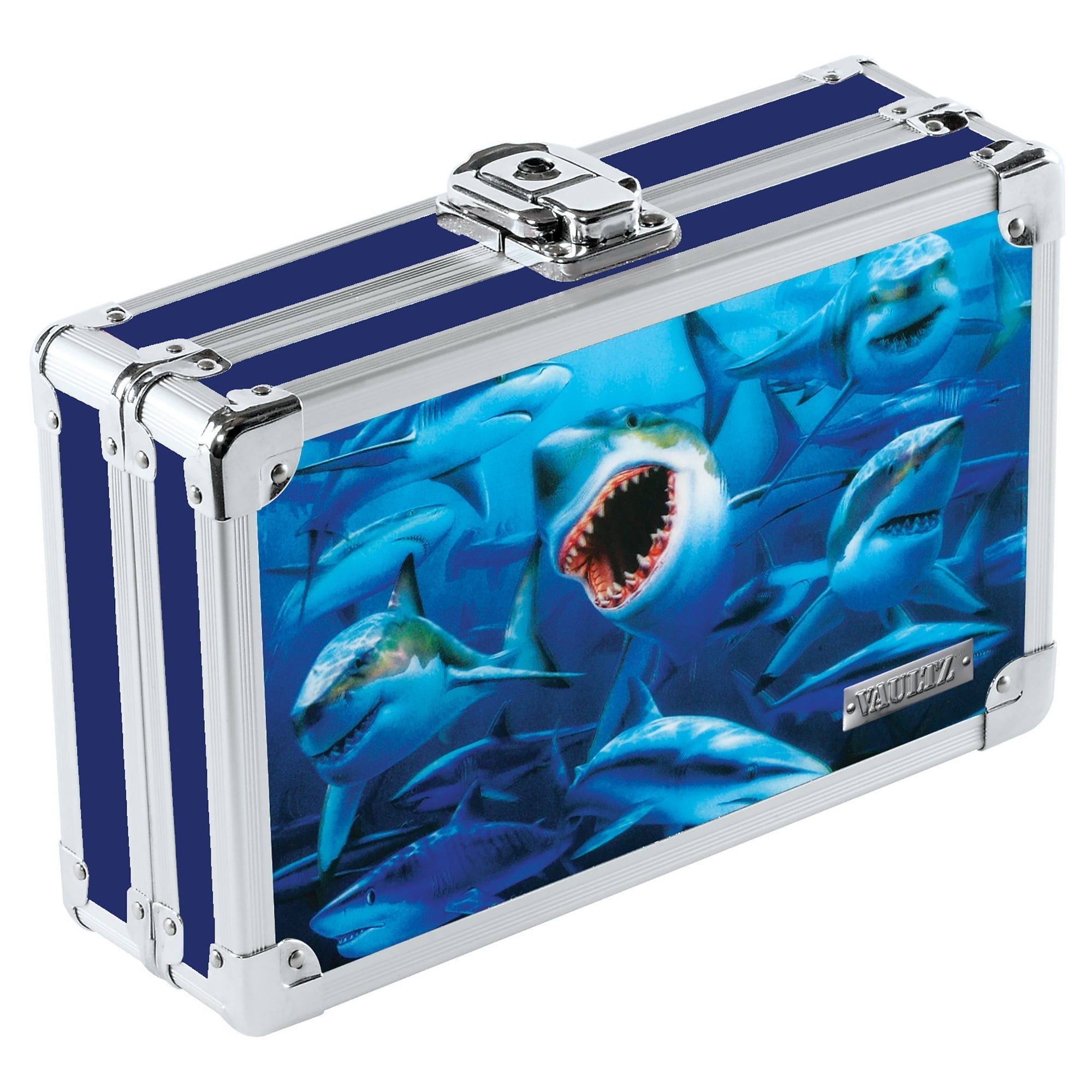 Vaultz Locking Pencil Box, 3D Sharks Design, Key Lock, Shark, New Condition, VZ03946 - Vaultz - Nimbus Distributors - wholesale and distributors in United States