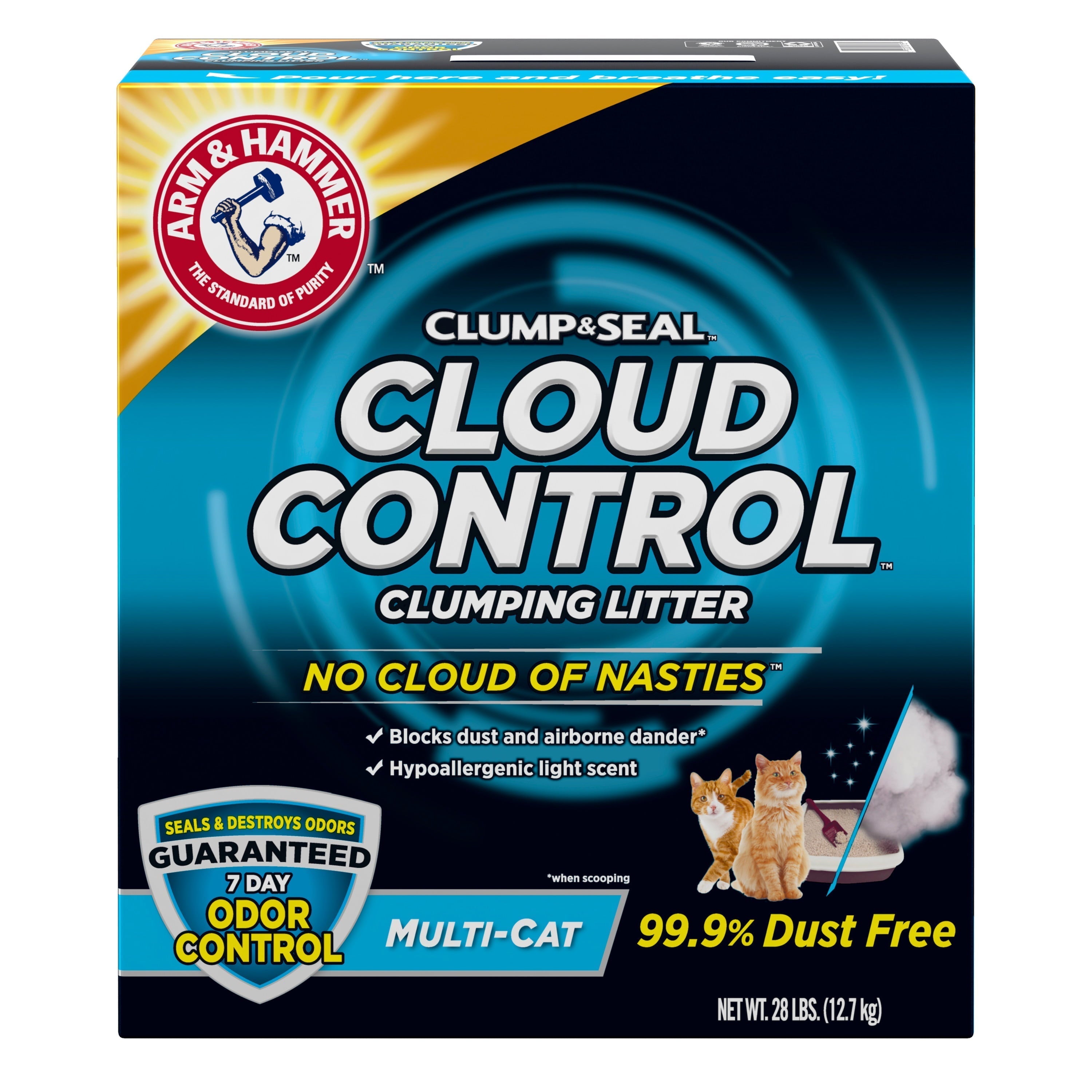 Arm Hammer Cloud Control Multi-Cat Clumping Cat Litter with Hypoallergenic Light Scent, 28lb - Arm & Hammer - Nimbus Distributors - wholesale and distributors in United States