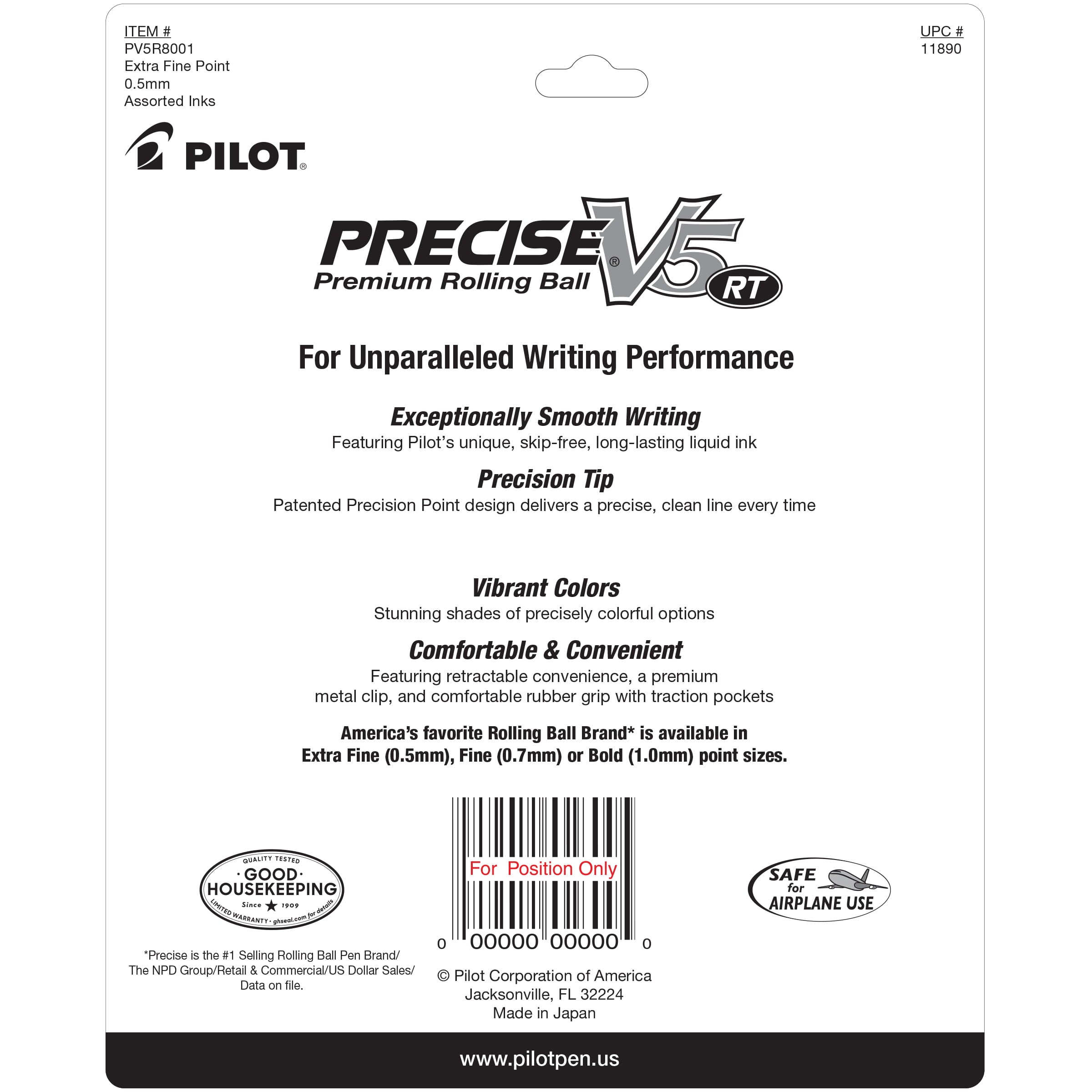 Pilot Precise V5 Retractable Rolling Ball Pens, Extra Fine Point, Assorted Ink, 8 Count - Pilot - Nimbus Distributors - wholesale and distributors in United States