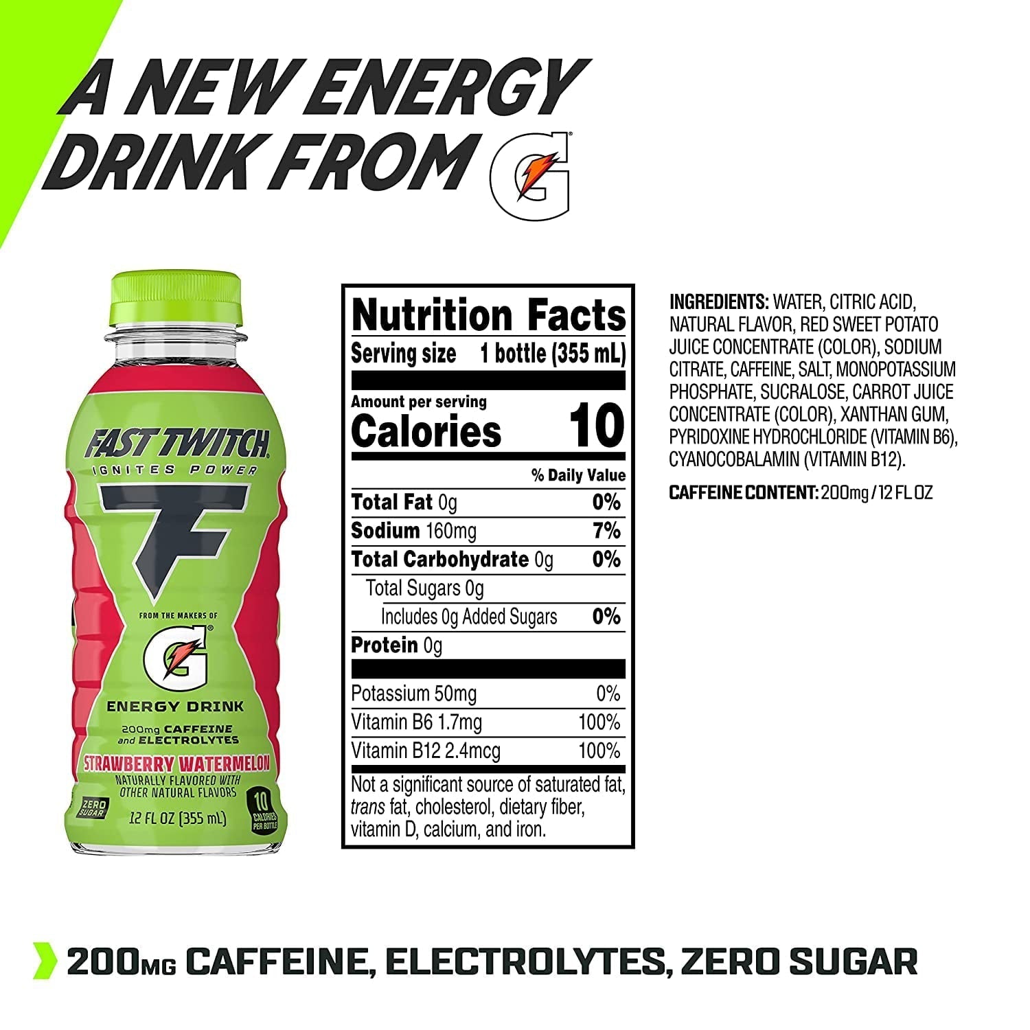 Fast Twitch Energy Drink, Strawberry Watermelon, 12 oz, 12 Pack - Gatorade - Nimbus Distributors - wholesale and distributors in United States