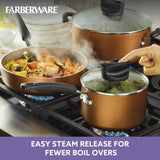 Farberware Easy Clean Steam Vent Cookware Nonstick Pots and Pans Set, 14-Piece, Copper - Farberware - Nimbus Distributors - wholesale and distributors in United States