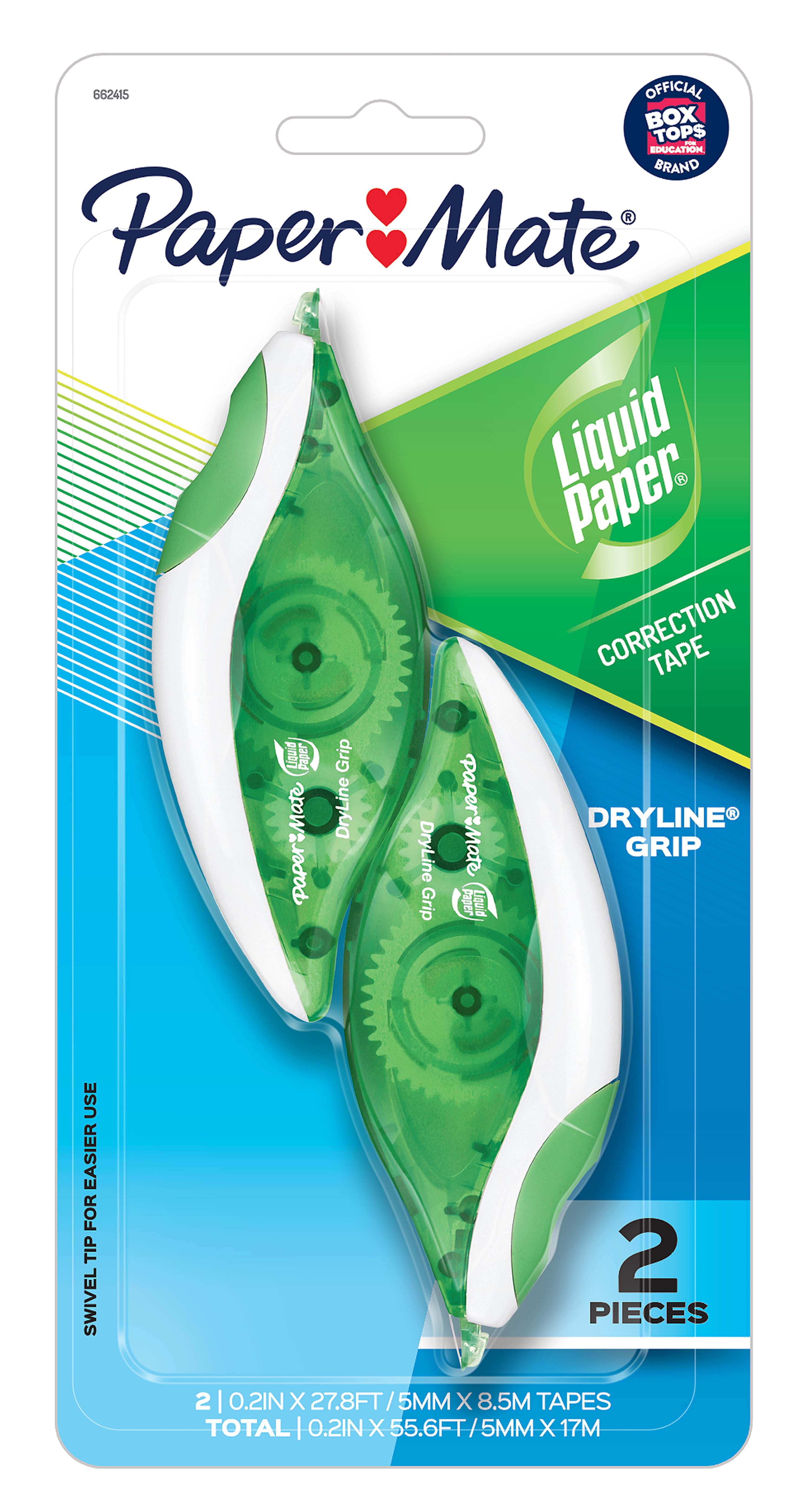 Paper Mate Liquid Paper DryLine Grip Correction White Tape, 2 Count - Paper Mate - Nimbus Distributors - wholesale and distributors in United States