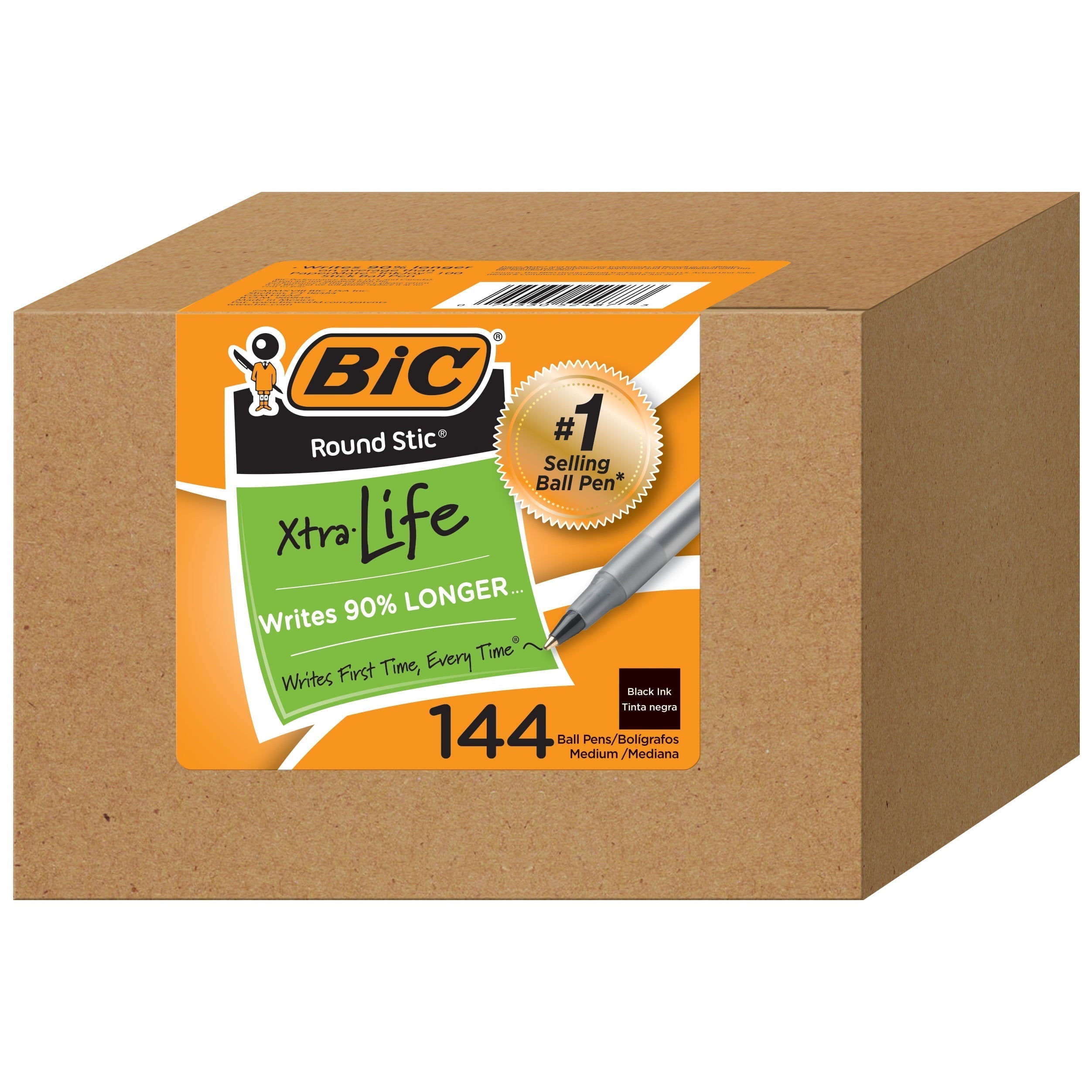 BIC Round Stic Xtra Life Ball Point Pen, Medium Point (1.0 mm), Black Ink, Bulk Pack of 144 Pens - BIC - Nimbus Distributors - wholesale and distributors in United States